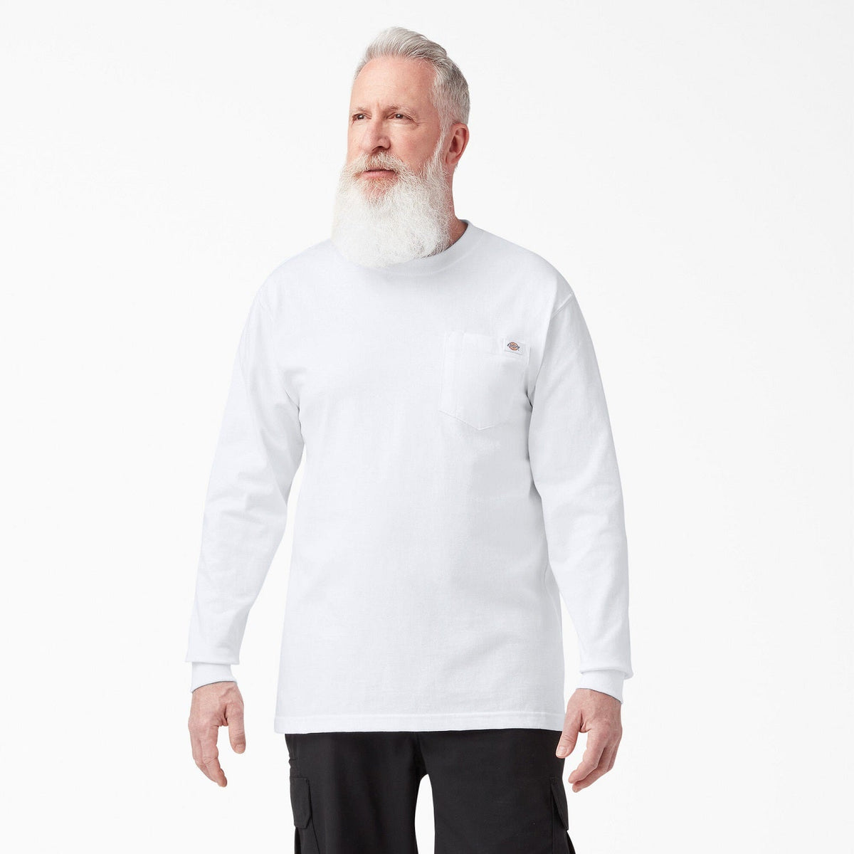 Dickies Men's Heavyweight Long Sleeve Crew Neck T-Shirt Long Sleeve T-Shirts Dickies White 2XL Reg