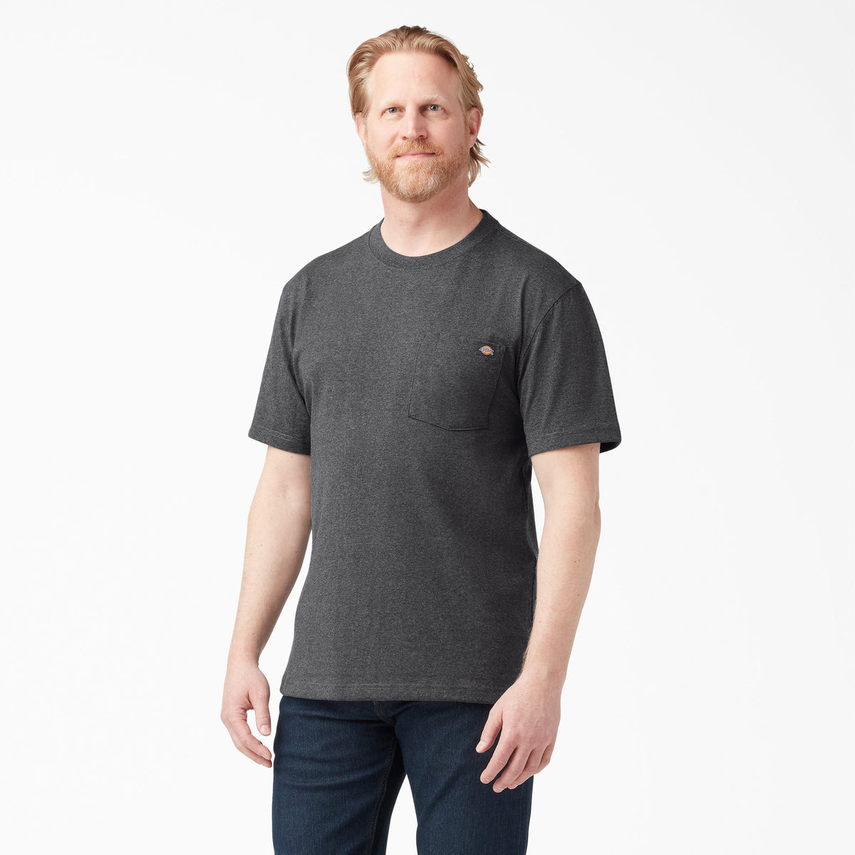 Dickies Men's Heavyweight Heathered Short Sleeve Pocket T-Shirt T-Shirts Dickies Charcoal Gray Heather 2XL Reg