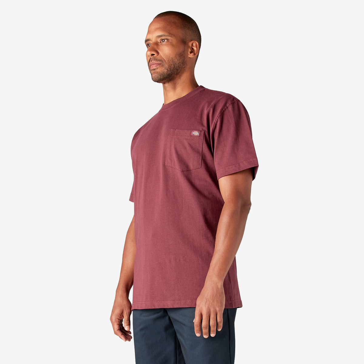 Dickies Men&#39;s Heavyweight Short Sleeve Pocket T-Shirt_Burgundy - Work World - Workwear, Work Boots, Safety Gear