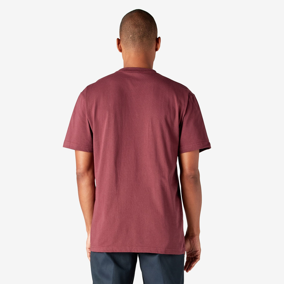 Dickies Men&#39;s Heavyweight Short Sleeve Pocket T-Shirt_Burgundy - Work World - Workwear, Work Boots, Safety Gear