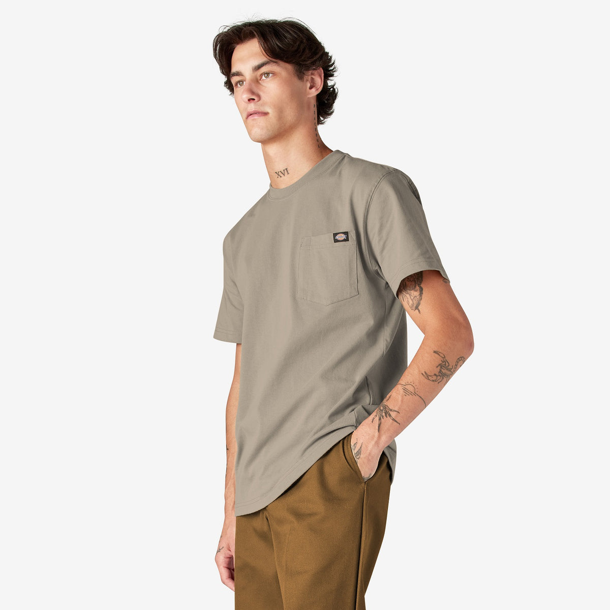 Dickies Men&#39;s Heavyweight Short Sleeve Pocket T-Shirt_Desert Sand - Work World - Workwear, Work Boots, Safety Gear