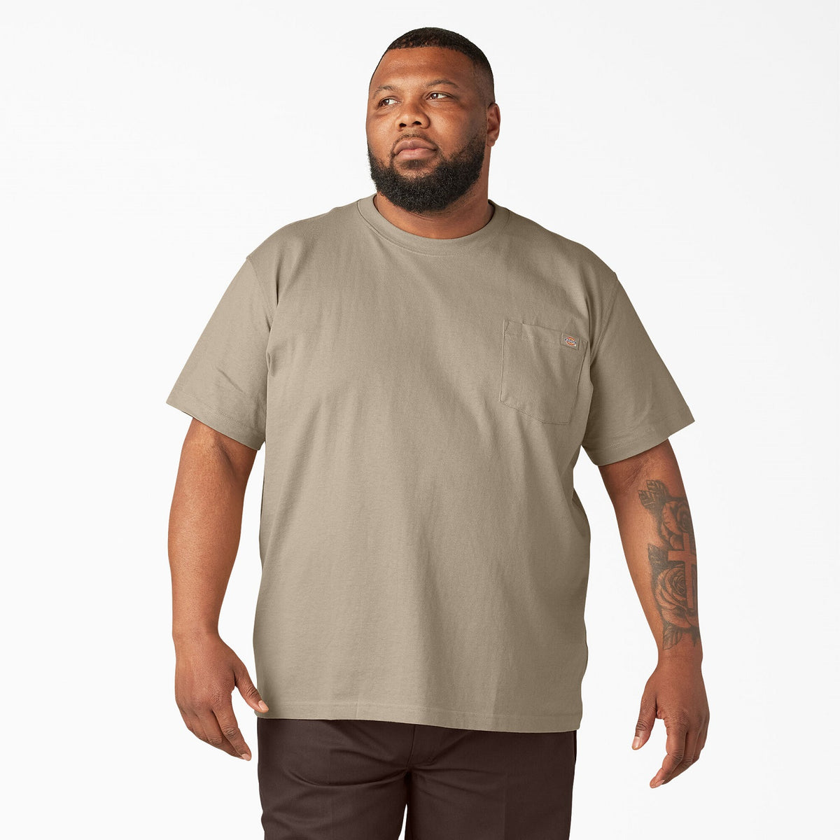 Dickies Men&#39;s Heavyweight Short Sleeve Pocket T-Shirt_Desert Sand - Work World - Workwear, Work Boots, Safety Gear