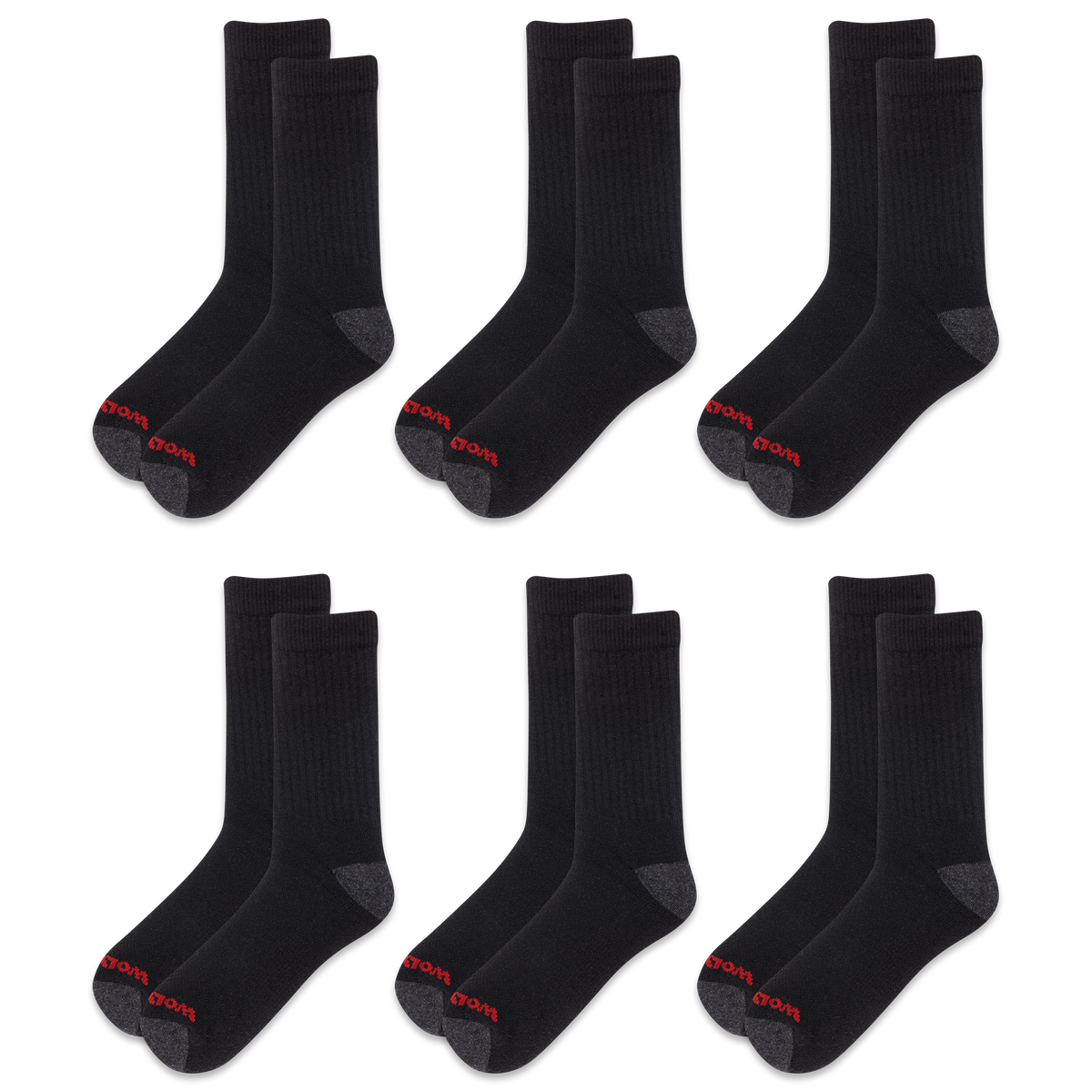Wolverine Men's Heavy Duty Work Crew Sock (6 Pack) - Work World - Workwear, Work Boots, Safety Gear