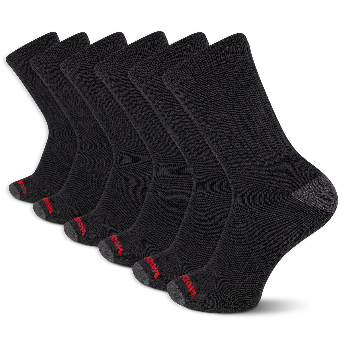 Wolverine Men's Heavy Duty Work Crew Sock (6 Pack) Socks Wolverine Black L