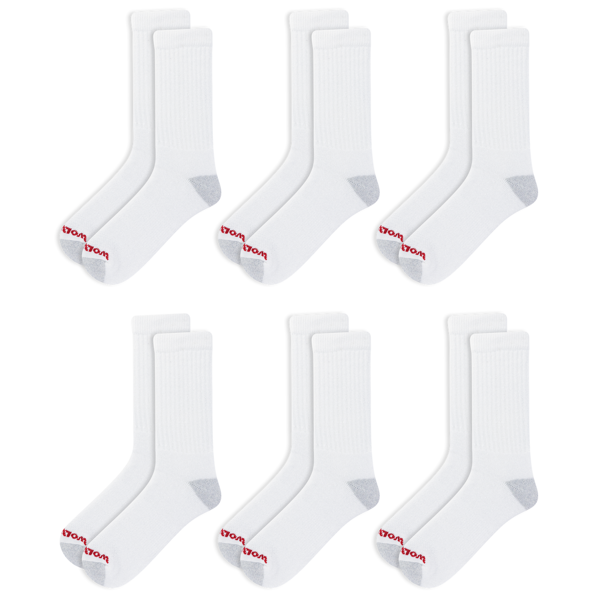 Wolverine Men's Heavy Duty Work Crew Sock (6 Pack) Socks Wolverine