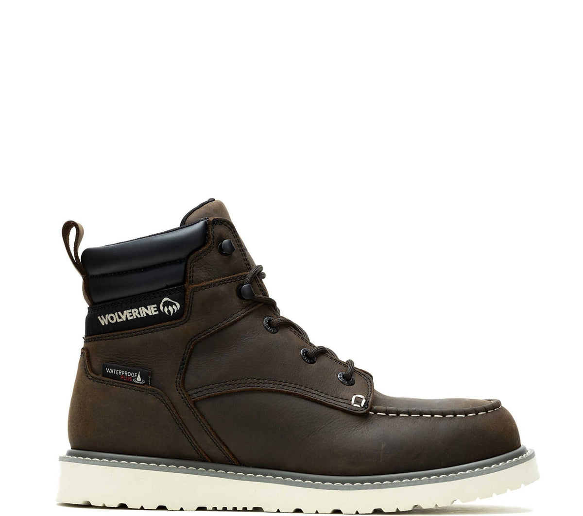 Wolverine Men's Trade Wedge 6" Waterproof Moc-Toe Steel Toe Work Boot Work Boots Wolverine Dark Brown 10 M