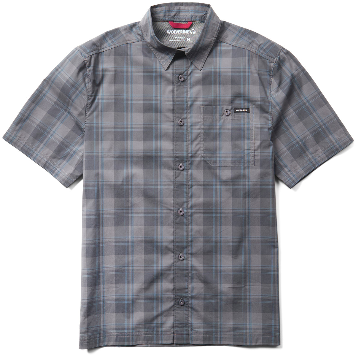 Wolverine Men's Vented Plaid Short Sleeve Work Shirt Work Shirts Wolverine Greystone 2XL Reg