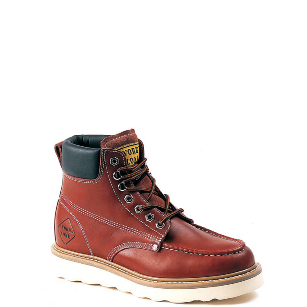 Work Zone Men's 6" Moc Toe Work Boot Work Shoes Work Zone Redwood 10 M