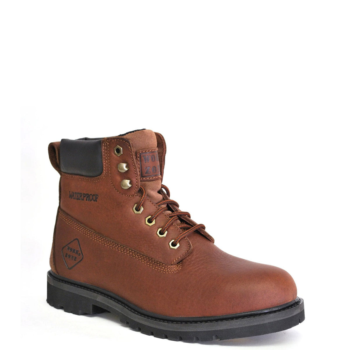 Work Zone Men's N654 6" Waterproof Work Boot Work Boots Work Zone Brown 10 M