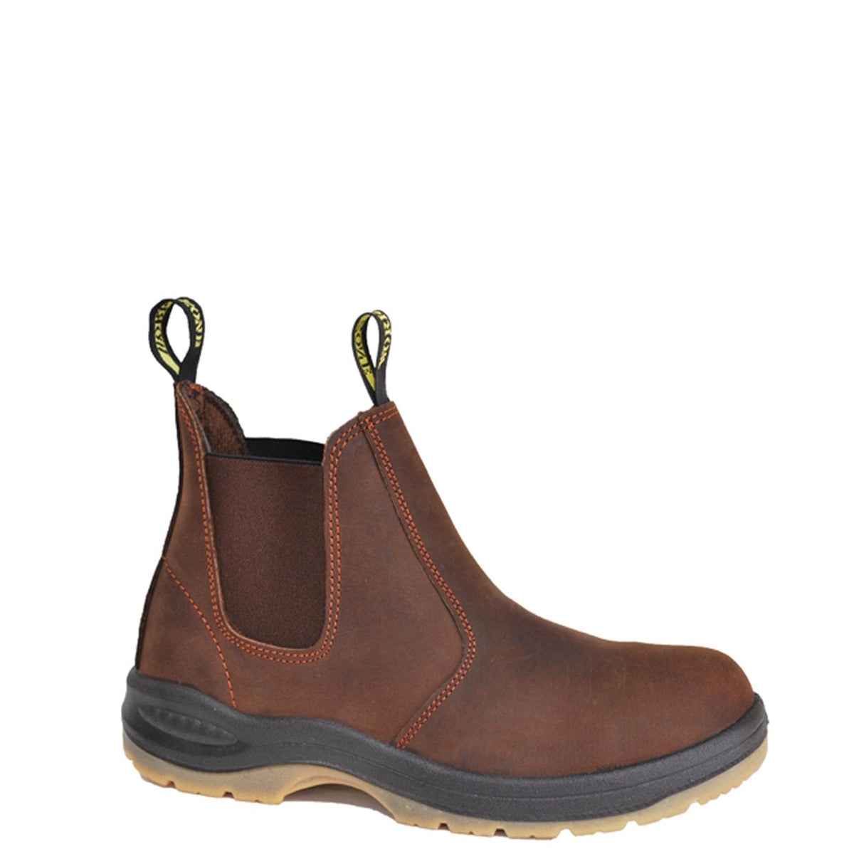 Work Zone Unisex Elastic Pull-on 6" Soft Toe Work Boot Slip-On Shoes & Clogs Work Zone Brown 10 M