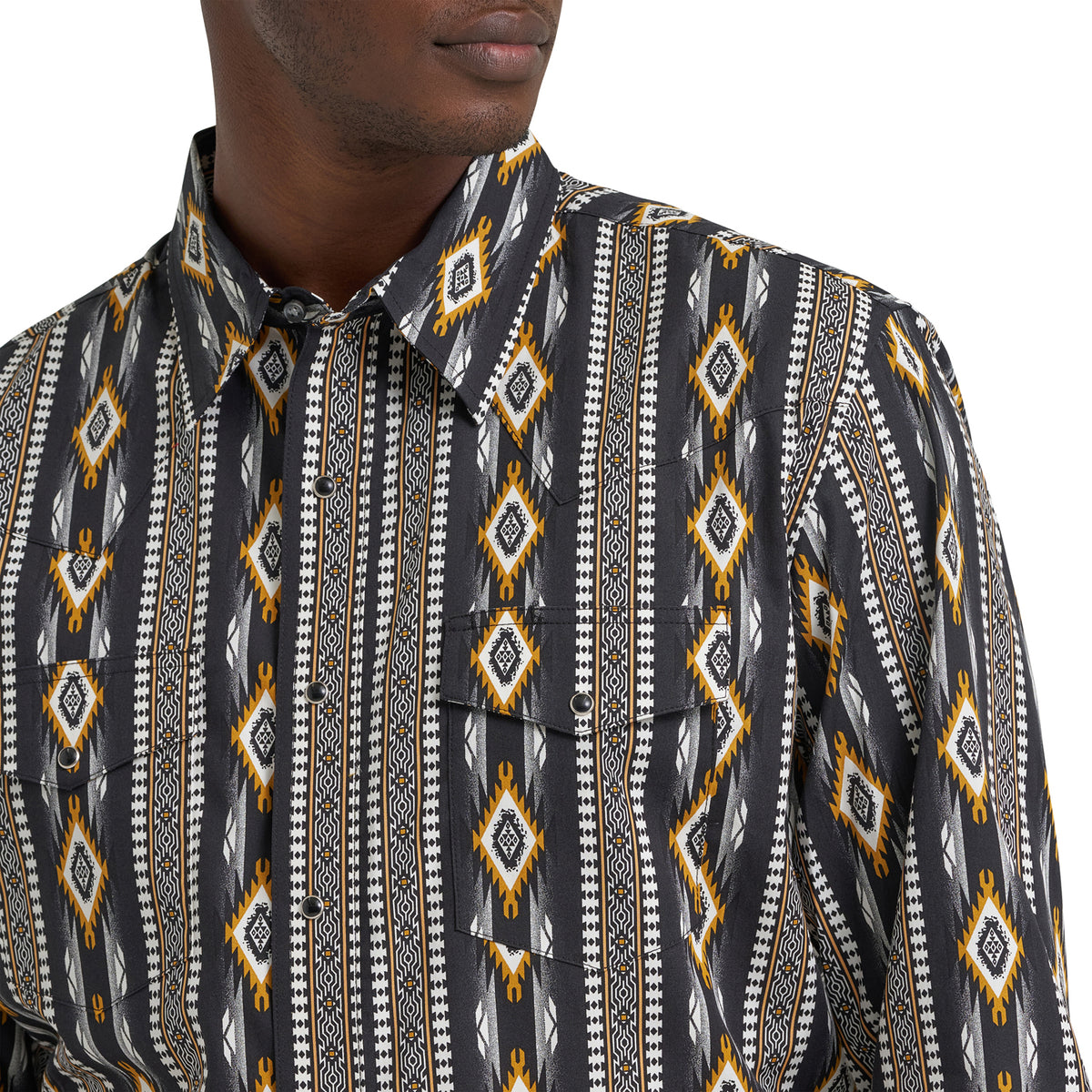 Wrangler Men's Checotah® Long Sleeve Western Snap Printed Shirt Work Shirts Wrangler