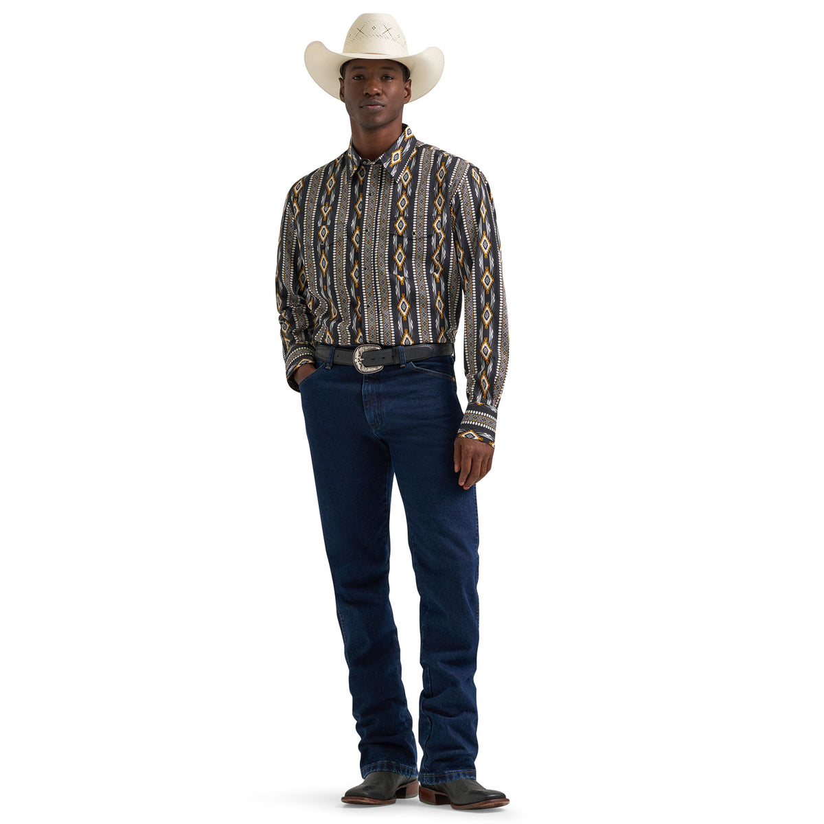 Wrangler Men's Checotah® Long Sleeve Western Snap Printed Shirt