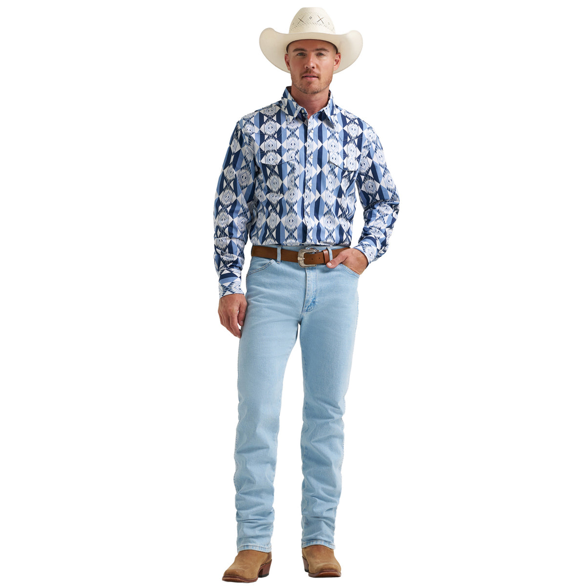 Wrangler Men's Checotah® Long Sleeve Western Snap Printed Shirt