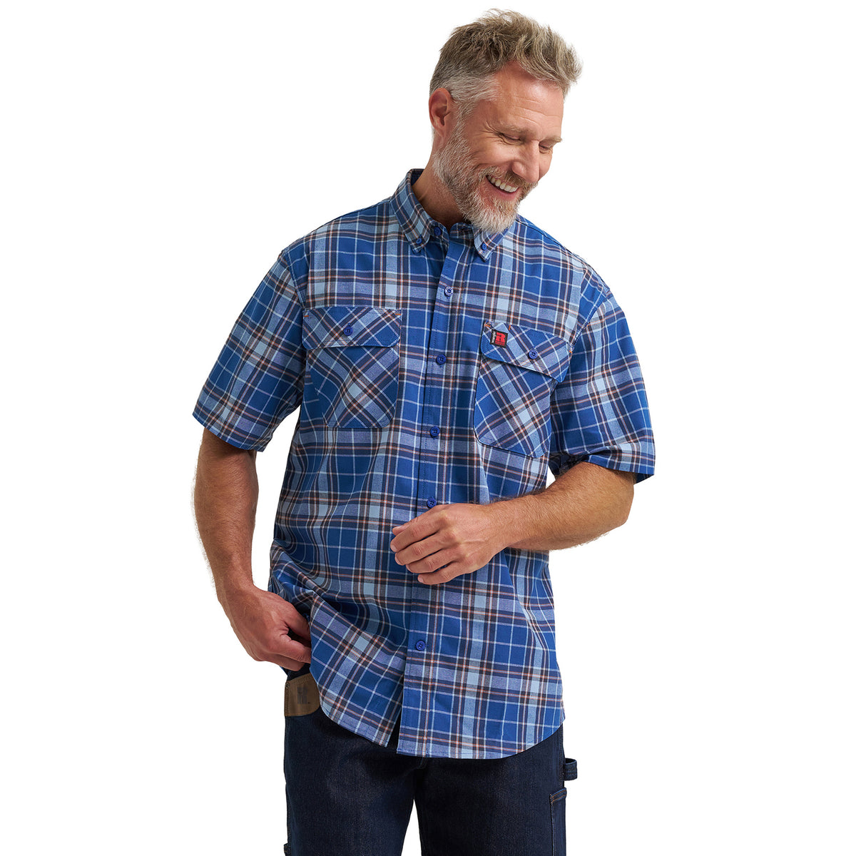 Wrangler Men's RIGGS Workwear® Foreman Plaid Work Shirt Work Shirts Wrangler RIGGS Blue Plaid 2XL Reg