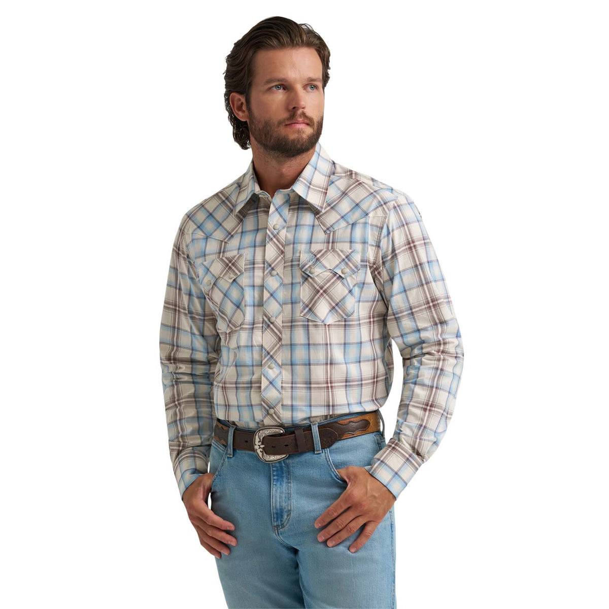 Wrangler Men's Wrangler Retro® Long Sleeve Sawtooth Snap Pocket Western Shirt Work Shirts Wrangler Multi 2XL Reg