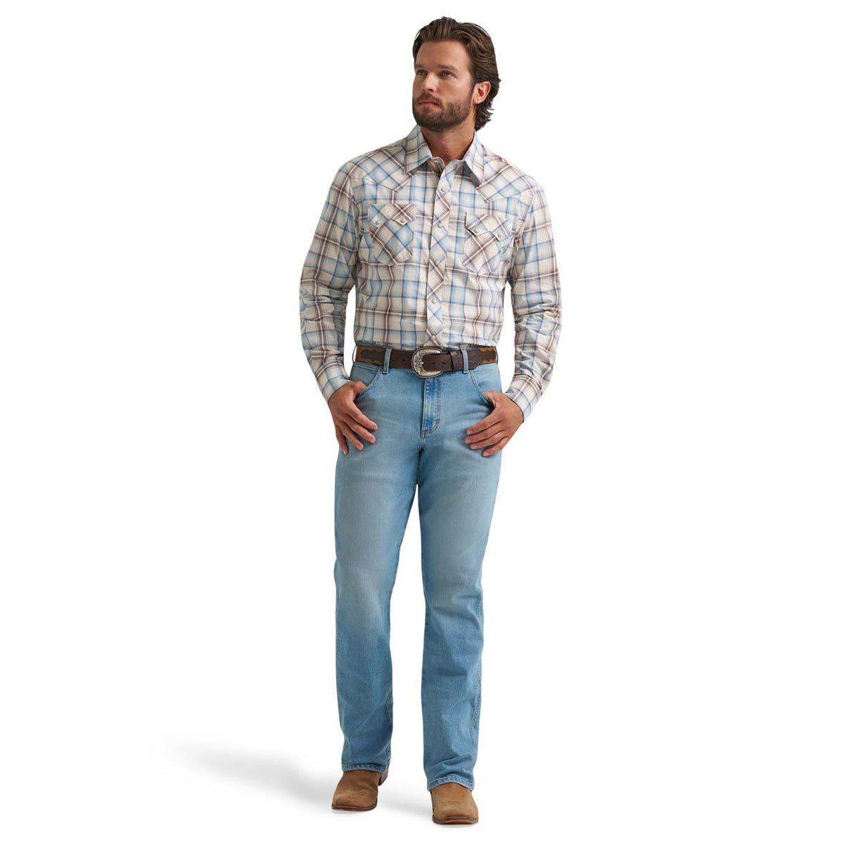 Wrangler Men's Wrangler Retro® Long Sleeve Sawtooth Snap Pocket Western Shirt Work Shirts Wrangler