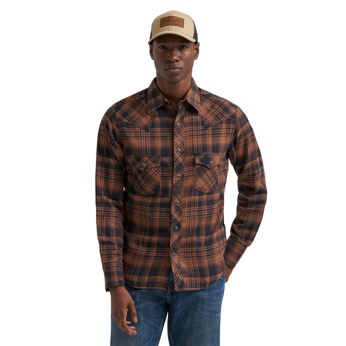 Wrangler Men's Retro Long Sleeve Flannel Western Snap Plaid Shirt