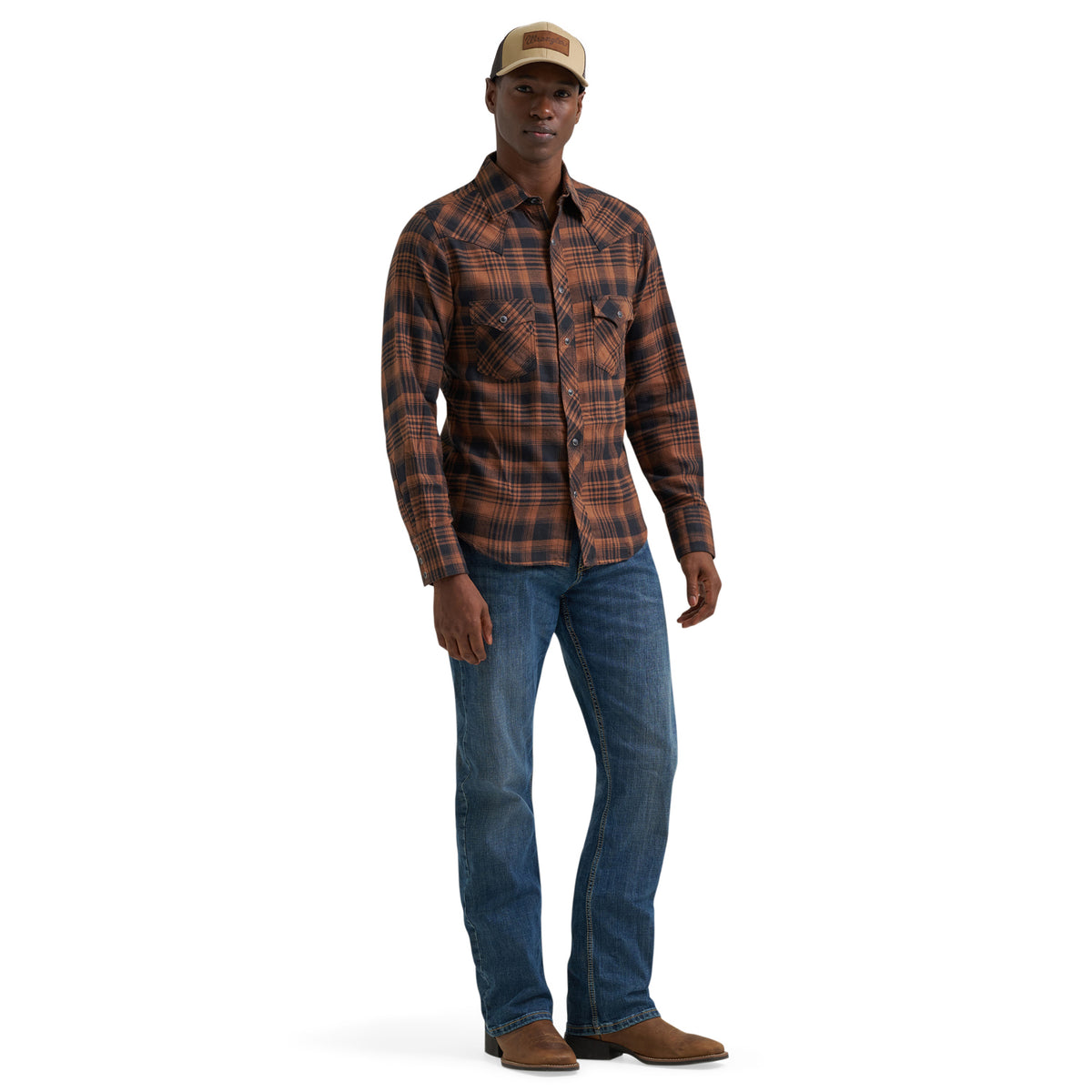 Wrangler Men's Retro Long Sleeve Flannel Western Snap Plaid Shirt