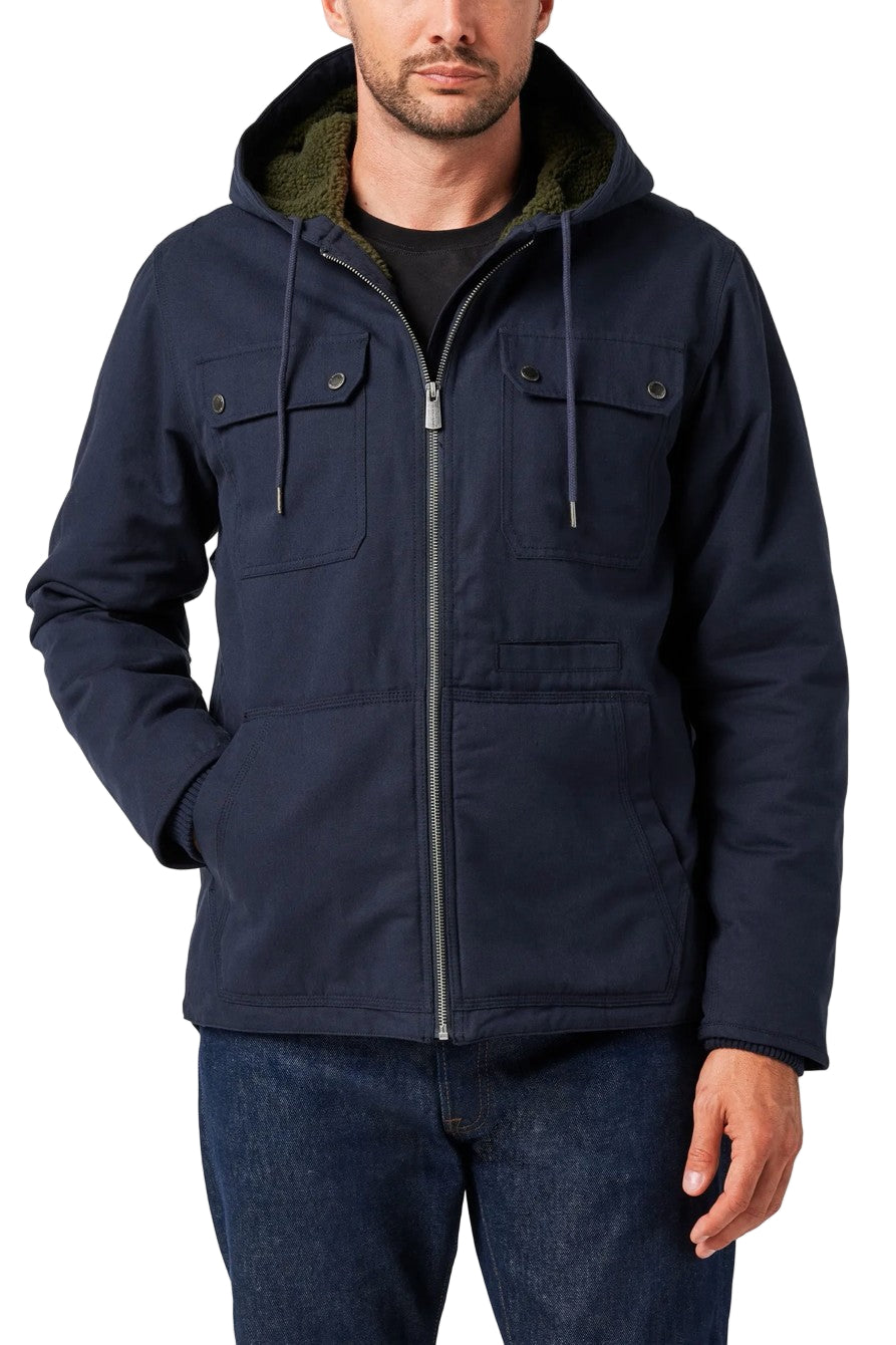 Lucky Brand Workwear Men's Canvas Chore Sherpa Lined Hooded Coat Jackets & Coats Lucky Brand Dark Navy 2XL Reg