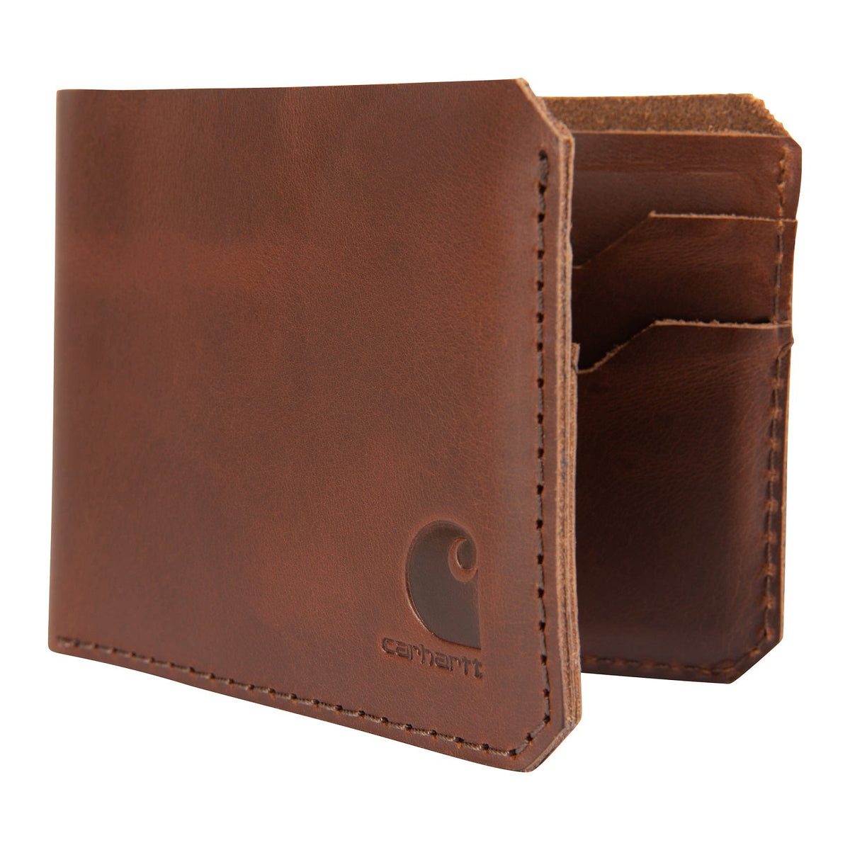Carhartt Craftsman Leather Logo Bifold Wallet Wallets Carhartt Brown OS