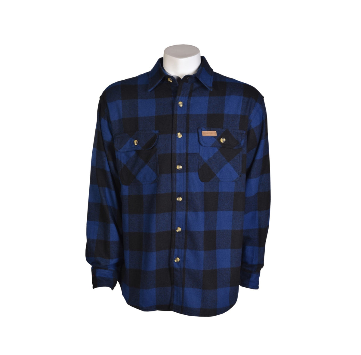Hickory Shirt Co. Men's Button-Down Long Sleeve Flannel Shirt Work Shirts Hickory Shirt Co. Blue Buffalo Plaid 2XL Reg