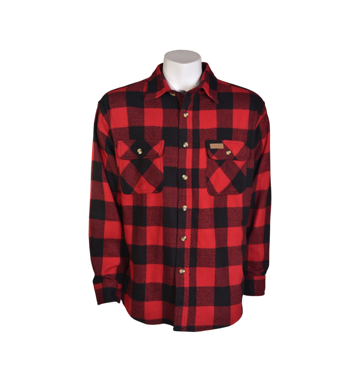 Hickory Shirt Co. Men's Button-Down Long Sleeve Flannel Shirt Work Shirts Hickory Shirt Co. Red Buffalo Plaid 2XL Reg