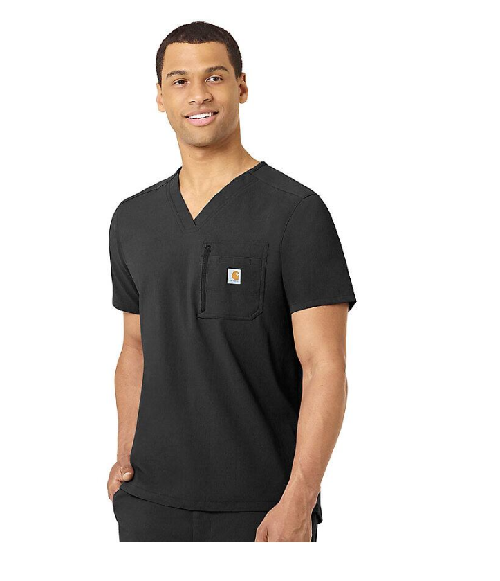 Carhartt Men's Rugged Flex® Modern-Fit Tuck-In Scrub Top Scrubs Carhartt Black 2XL Reg