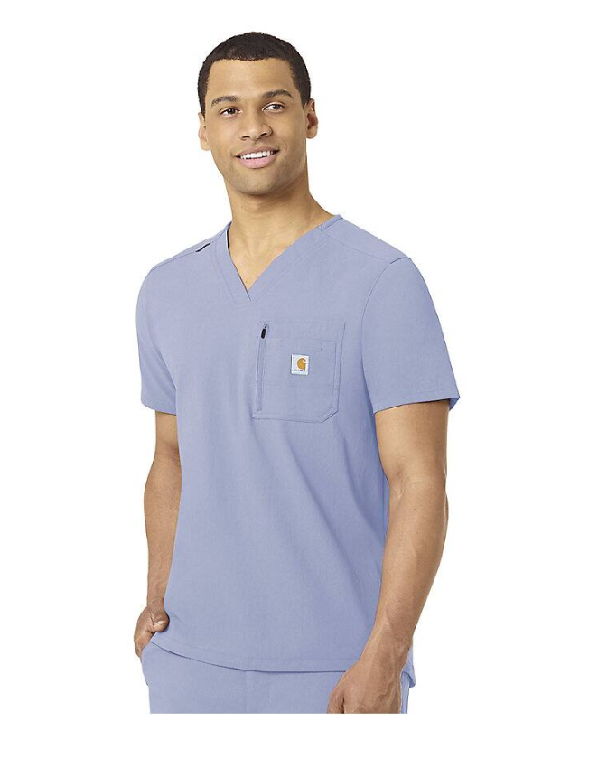 Carhartt Men's Rugged Flex® Modern-Fit Tuck-In Scrub Top Scrubs Carhartt Ceil Blue 2XL Reg