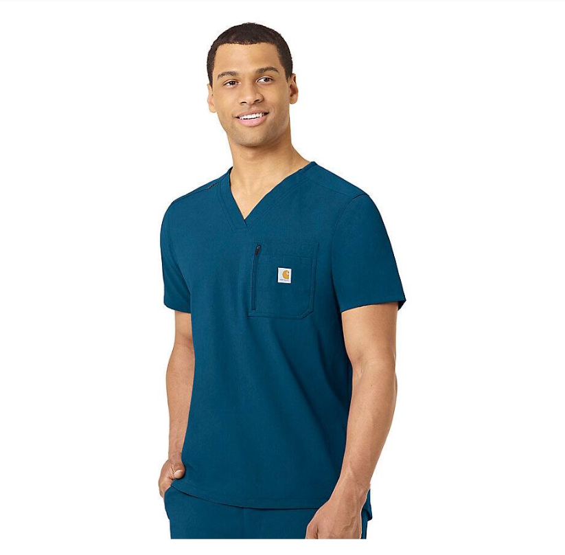Carhartt Men's Rugged Flex® Modern-Fit Tuck-In Scrub Top Scrubs Carhartt Caribbean Blue 2XL Reg
