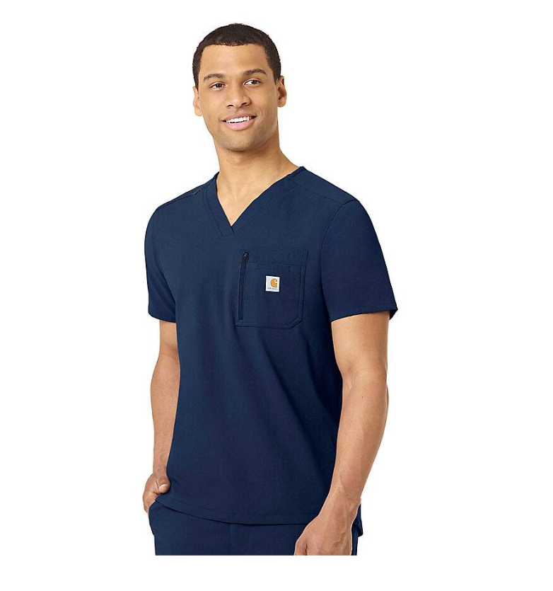 Carhartt Men's Rugged Flex® Modern-Fit Tuck-In Scrub Top Scrubs Carhartt Navy 2XL Reg