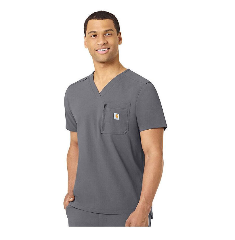 Carhartt Men's Rugged Flex® Modern-Fit Tuck-In Scrub Top Scrubs Carhartt Pewter 2XL Reg