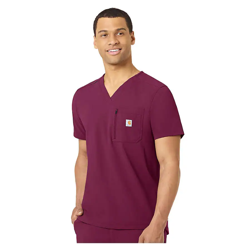 Carhartt Men's Rugged Flex® Modern-Fit Tuck-In Scrub Top Scrubs Carhartt Wine 2XL Reg