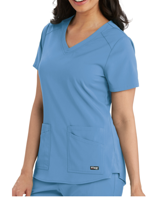 Grey&#39;s Anatomy Women&#39;s Stretch Emma 4-Pocket V-Neck Scrub Top - Work World - Workwear, Work Boots, Safety Gear