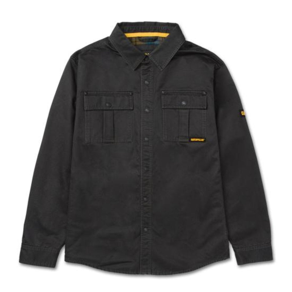 CAT Men's Waxed Cotton Snap-Front Shirt Jacket Jackets & Coats CAT Black 2XL Reg