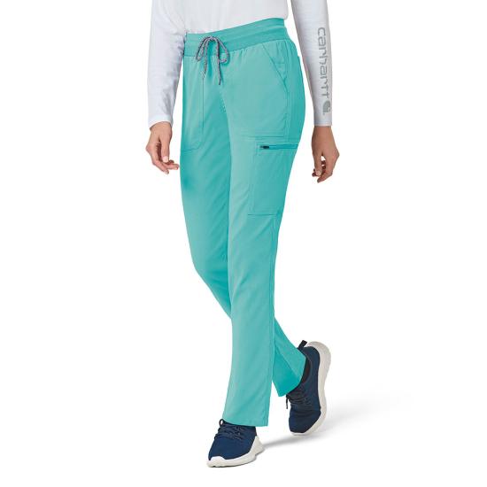 Carhartt Women's Rugged Flex® Modern Fit Slim Leg Pant Scrubs Carhartt Aqua Sea 2XL Petite