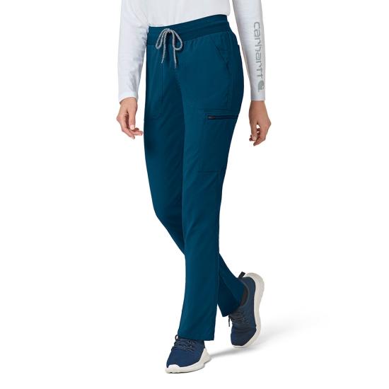 Carhartt Women's Rugged Flex® Modern Fit Slim Leg Pant Scrubs Carhartt Caribbean Blue 2XL Petite