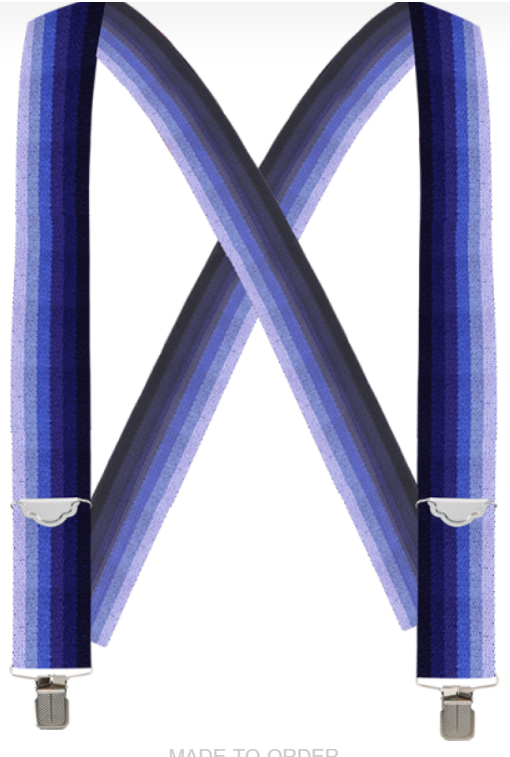 Welch 2" GC X-Back Suspender Belts & Suspenders Welch Navy Blue Ombre Striped 46 Inch 2 Inch