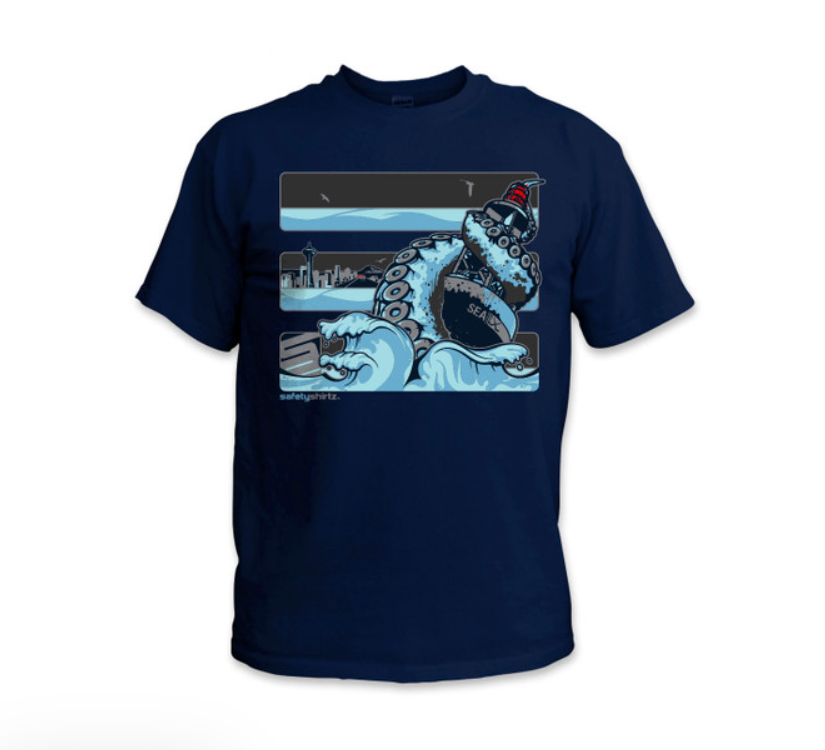 SafetyShirtz Seattle Ice Short Sleeve Safety T-Shirt T-Shirts SafetyShirtz Reflective/Navy Blue 2XL Reg