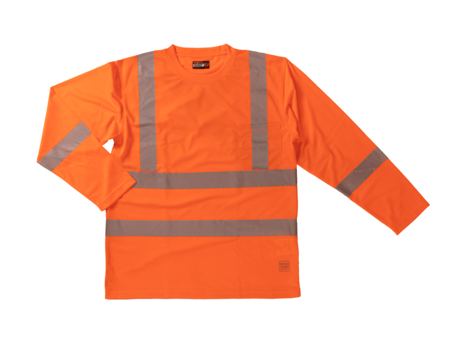 Tough Duck Class 1 Long Sleeve Safety T-Shirt Long Sleeve T-Shirts Tough Duck Fluorescent Orange 2XL Reg