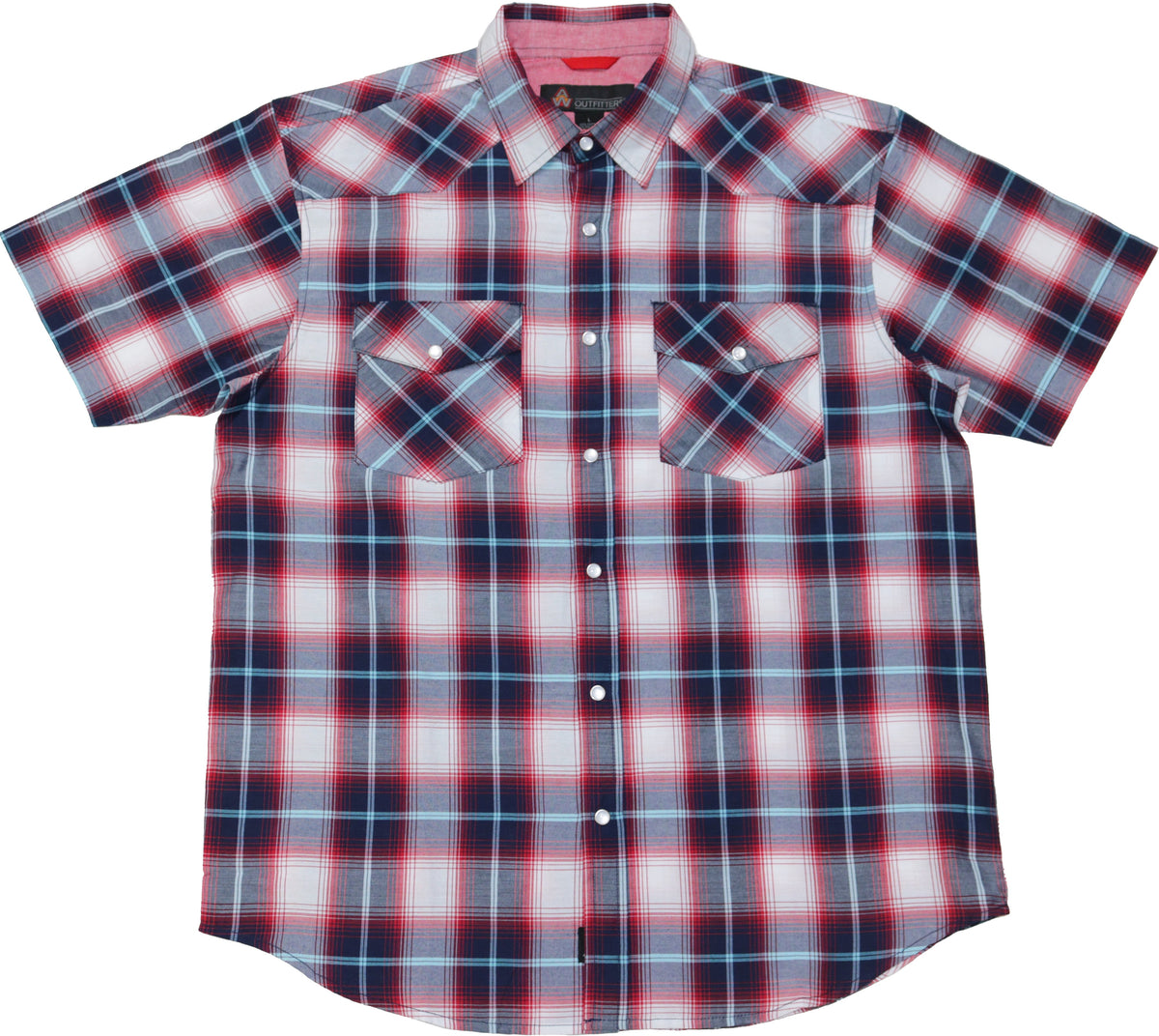 AmericaWare Men's Gripper Button-Up Short Sleeve Shirt Work Shirts AmericaWare Red 2XL Reg