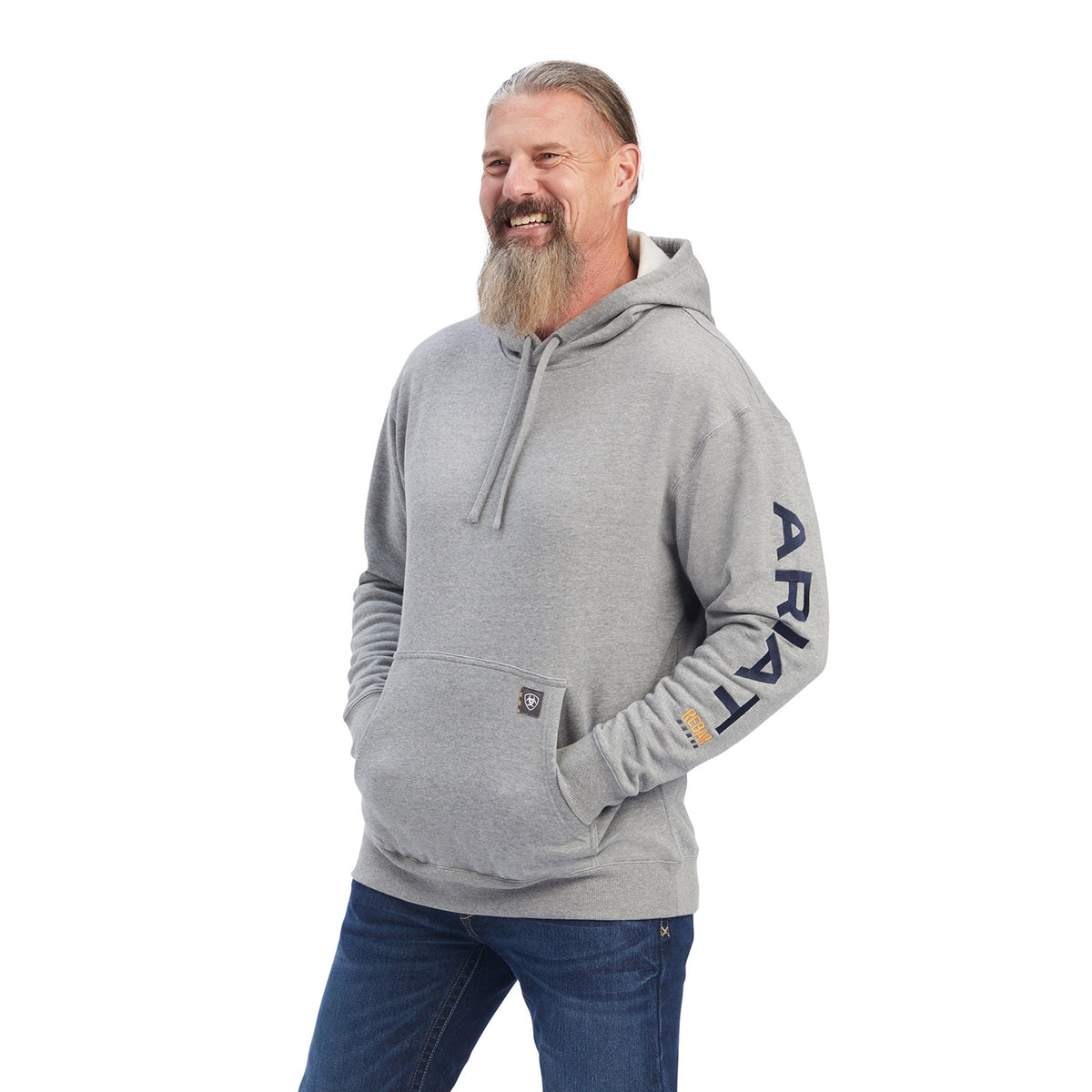 Ariat Men's Rebar Graphic Hoodie_Heather Grey Sweatshirts & Hoodies Ariat Heather Grey/Deep Ultramarine 2XL Reg
