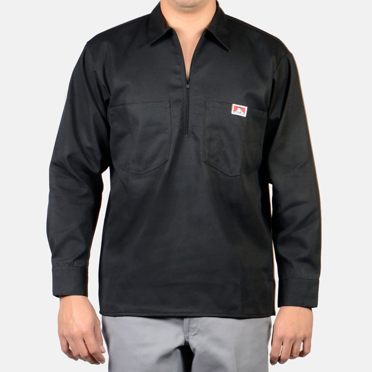 Ben Davis Men&#39;s Long Sleeve Half Zip Work Shirt - Work World - Workwear, Work Boots, Safety Gear