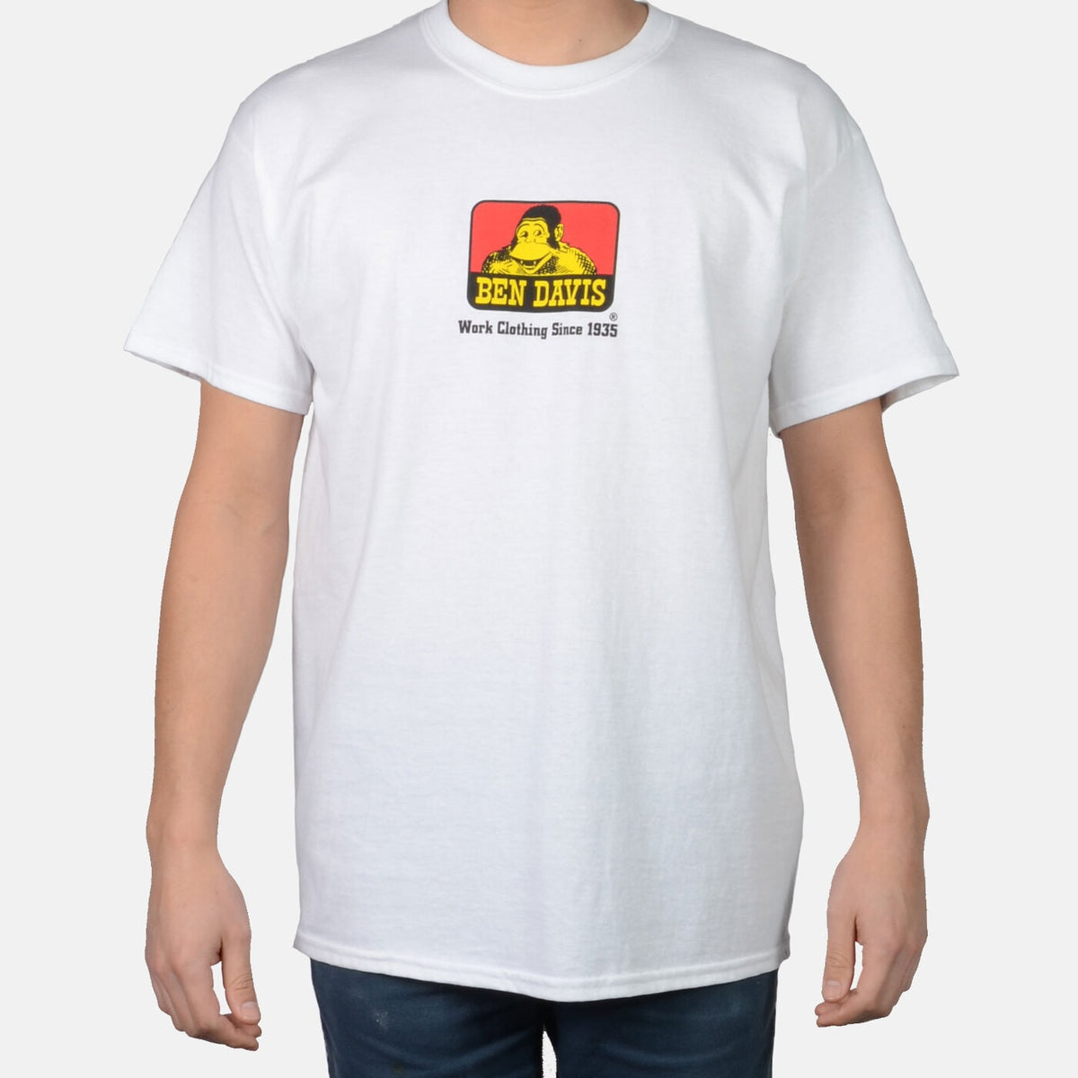 Ben Davis Men&#39;s Classic Logo Short Sleeve T-Shirt_White - Work World - Workwear, Work Boots, Safety Gear