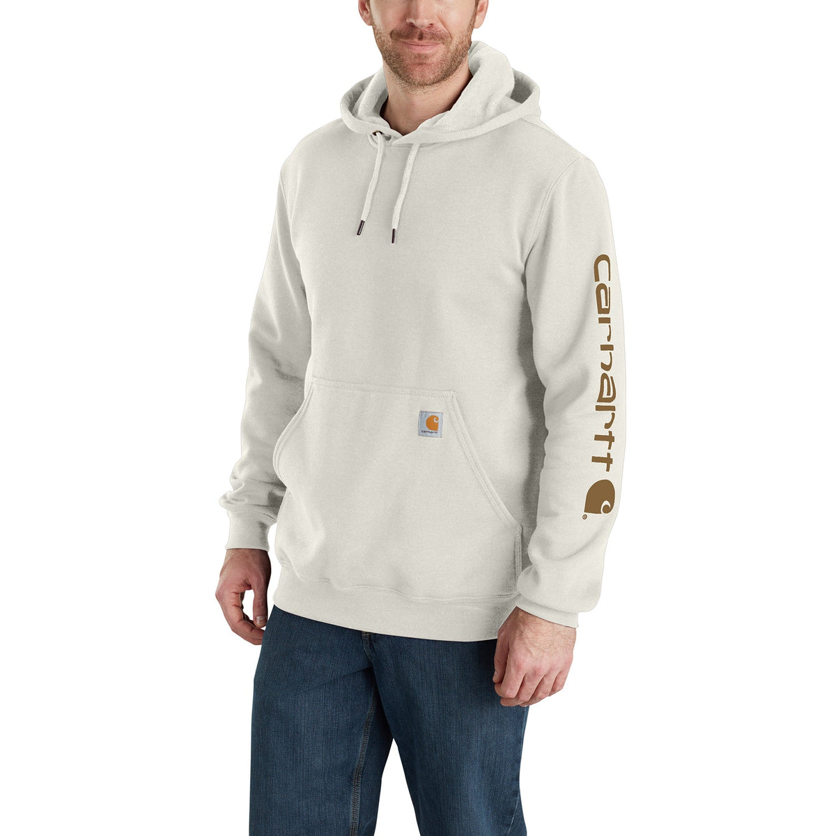 Carhartt Men&#39;s Signature Logo Hooded Pullover Sweatshirt_Malt - Work World - Workwear, Work Boots, Safety Gear