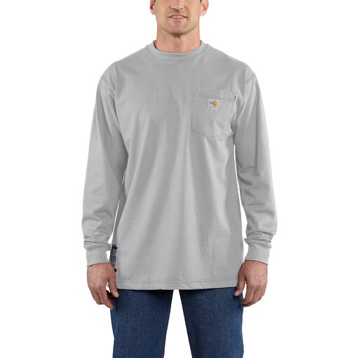 Carhartt Men's Flame Resistant Force Long Sleeve T-Shirt Long Sleeve T-Shirts Carhartt Light Grey 2XL Reg