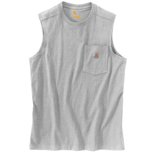 Carhartt Men's Relaxed Fit Sleeveless Pocket Tee Work Shirts Carhartt Heather Grey 2XL Reg