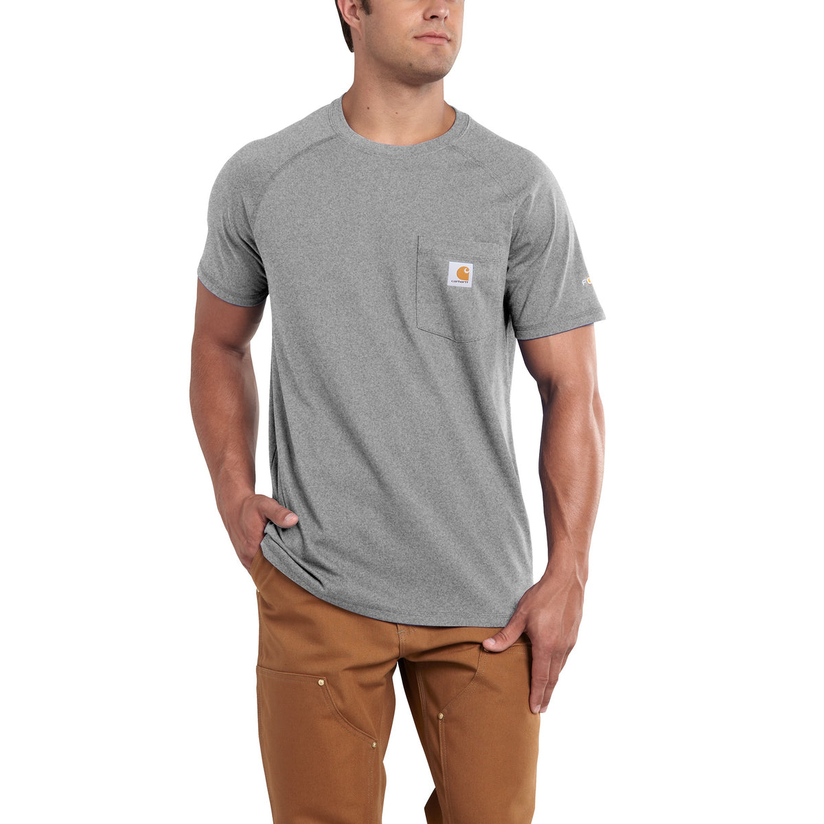 Carhartt Men's Force® Delmont Short Sleeve T-Shirt_Granite Heather T-Shirts Carhartt