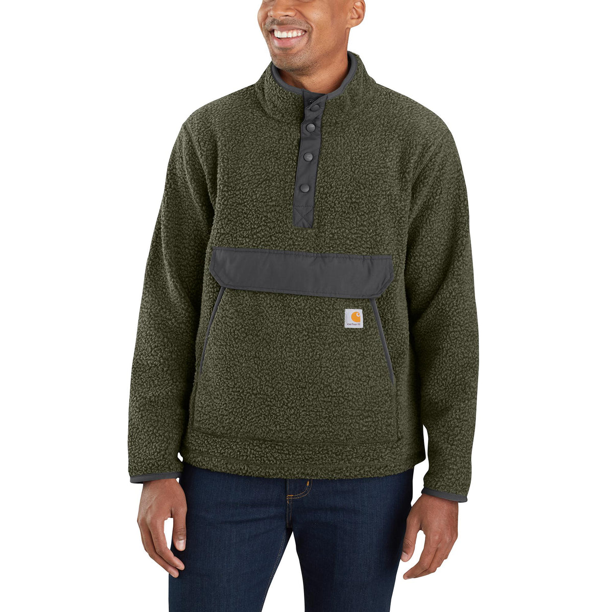 Carhartt Men's Relaxed Fit Snap Front Fleece Pullover Sweatshirts & Hoodies Carhartt