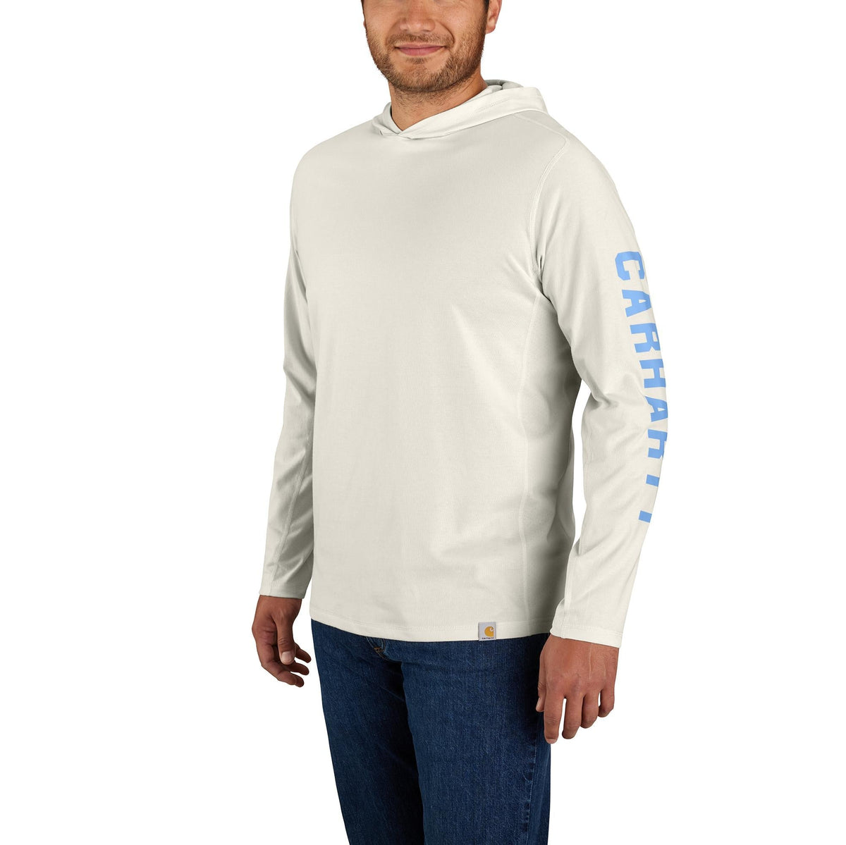 Carhartt Men's Force® Relaxed Fit Logo Hooded Long Sleeve T-Shirt Long Sleeve T-Shirts Carhartt Malt 2XL Reg