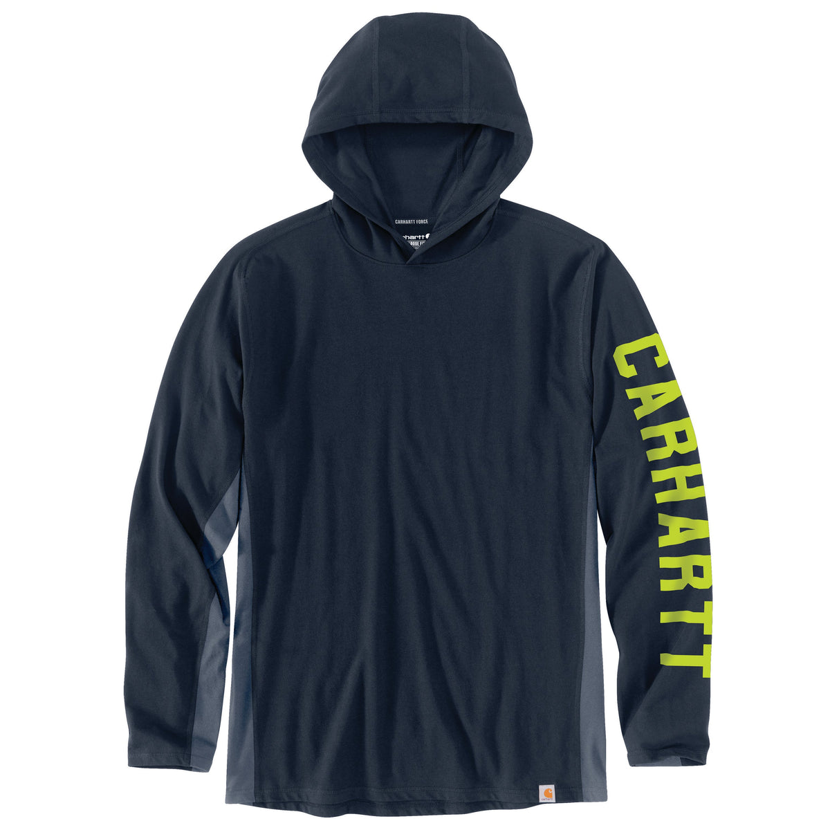 Carhartt Men's Force® Relaxed Fit Logo Hooded Long Sleeve T-Shirt Long Sleeve T-Shirts Carhartt Navy 2XL Reg